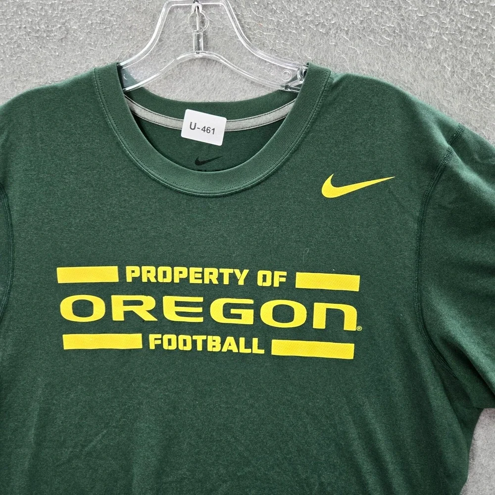 Oregon Ducks Men Activewear Shirt Medium Green Nike Swoosh Logo Dri Fit Tee‎